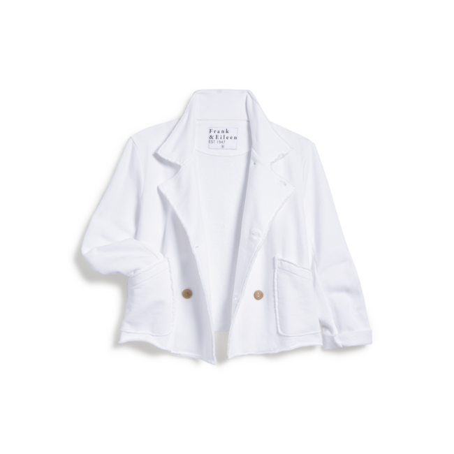 FRANK & EILEEN MINI BELFAST CROP FLEECE PEACOAT IN WHITE
