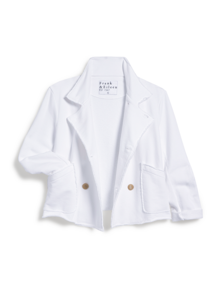 FRANK & EILEEN MINI BELFAST CROP FLEECE PEACOAT IN WHITE