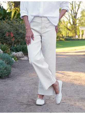 FRANK & EILEEN WEXFORD WIDE LEG LINEN TROUSER IN CEMENT