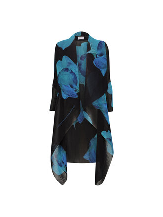 LONG COLLARE COAT IN AQUA PEA