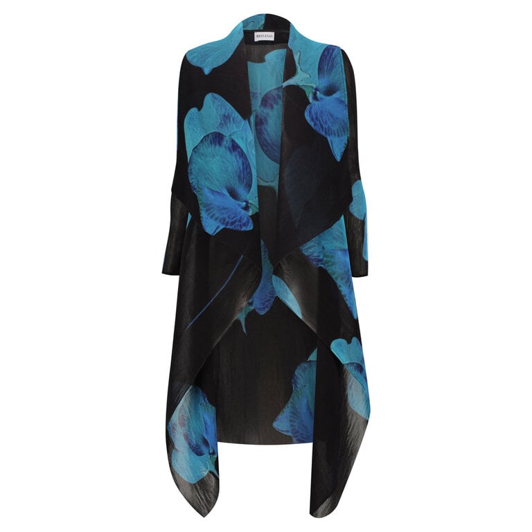 LONG COLLARE COAT IN AQUA PEA