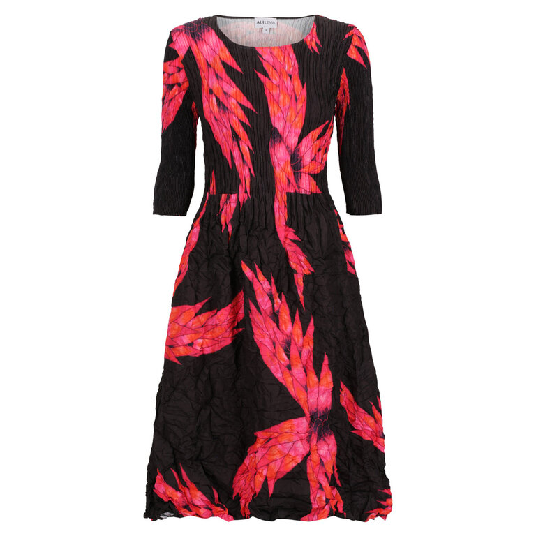 3/4 SL SMASH POCKET DRESS IN PINK NIGHT DRAGON