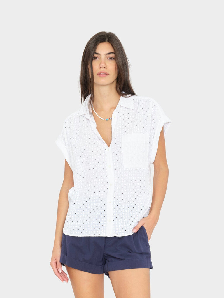 XIRENA LEXI SHIRT EMBROIDERED SHIRT IN WHITE