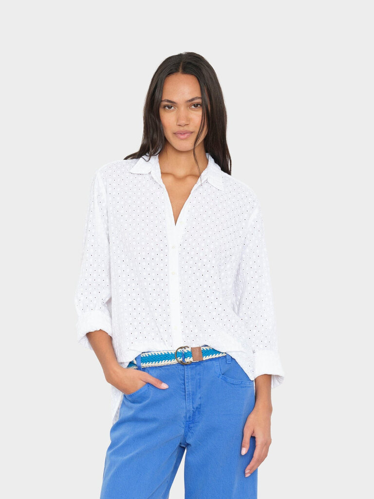 XIRENA BEAU EMBROIDERED SHIRT IN WHITE