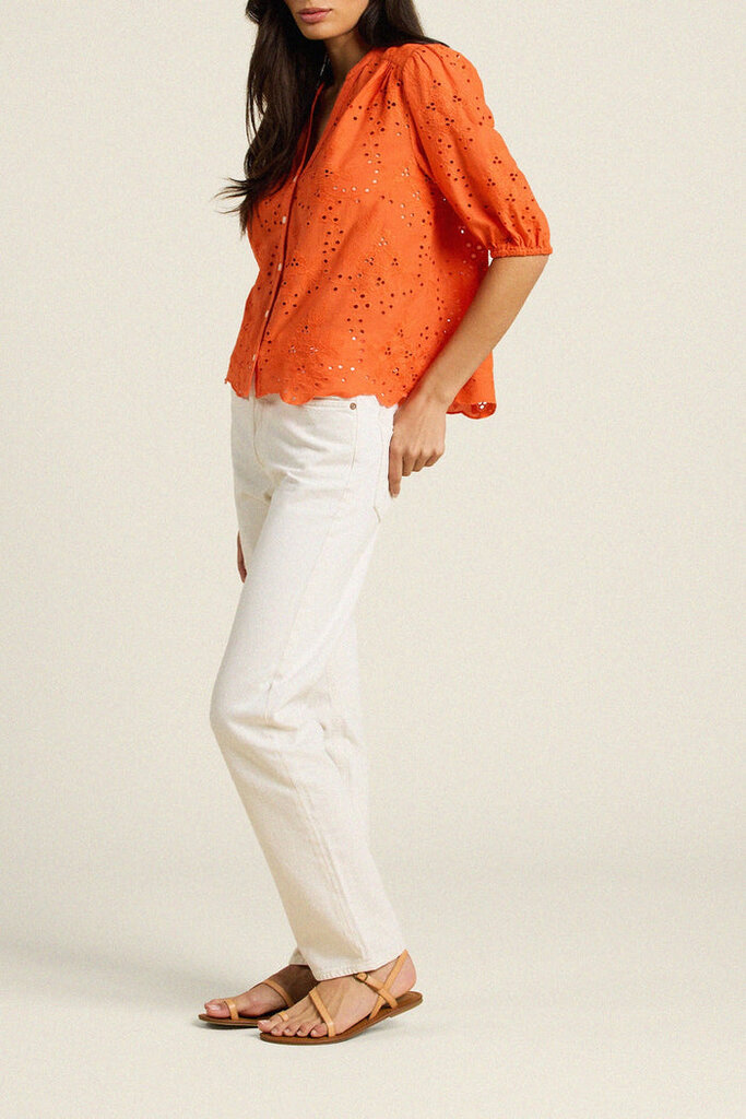 TROVATA THE LOREN BLOUSE IN VERMILLION EYELET