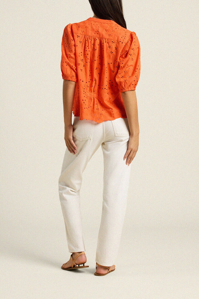 TROVATA THE LOREN BLOUSE IN VERMILLION EYELET