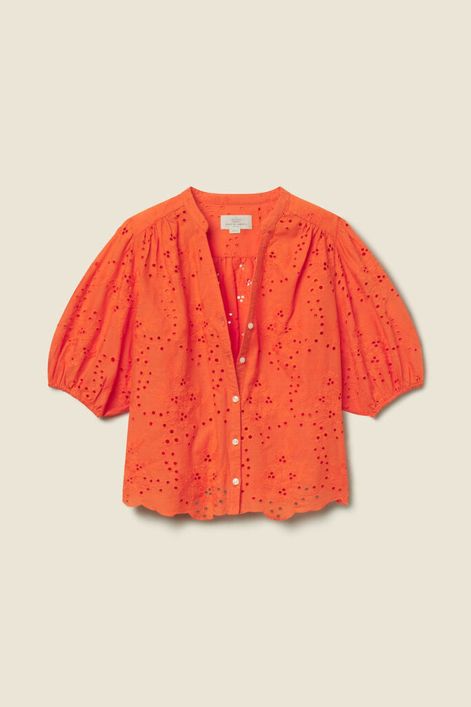 TROVATA THE LOREN BLOUSE IN VERMILLION EYELET
