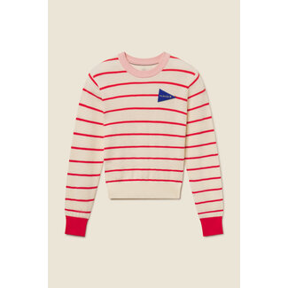 TROVATA THE CLEO SWEATER IN ANTIQUE WHITE/RED
