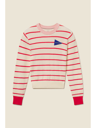 TROVATA THE CLEO SWEATER IN ANTIQUE WHITE/RED