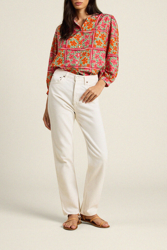 TROVATA THE CLARA BLOUSE IN BOTANIC TILE