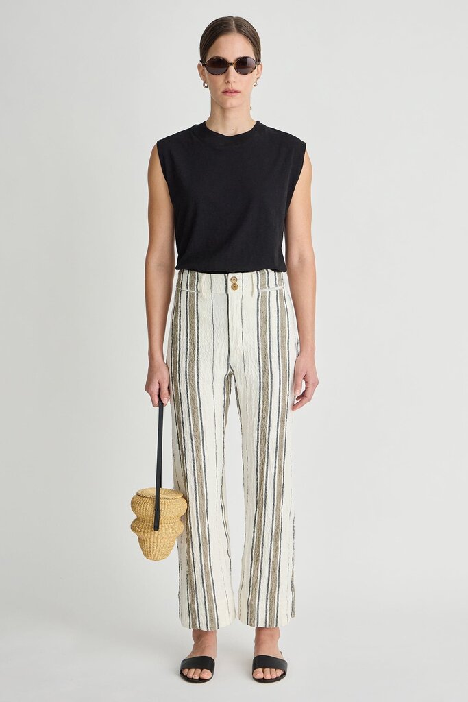 APIECE APART STRIPE MERIDA PANT IN AFFOGATO STRIPE