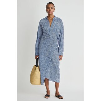 APIECE APART AIRY ALEXIA WRAP DRESS IN PAINTED MARSEILLE STRIPE