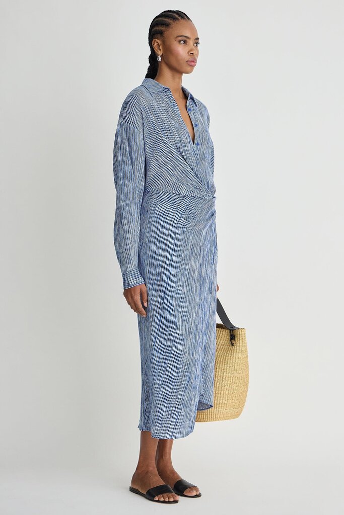 APIECE APART AIRY ALEXIA WRAP DRESS IN PAINTED MARSEILLE STRIPE