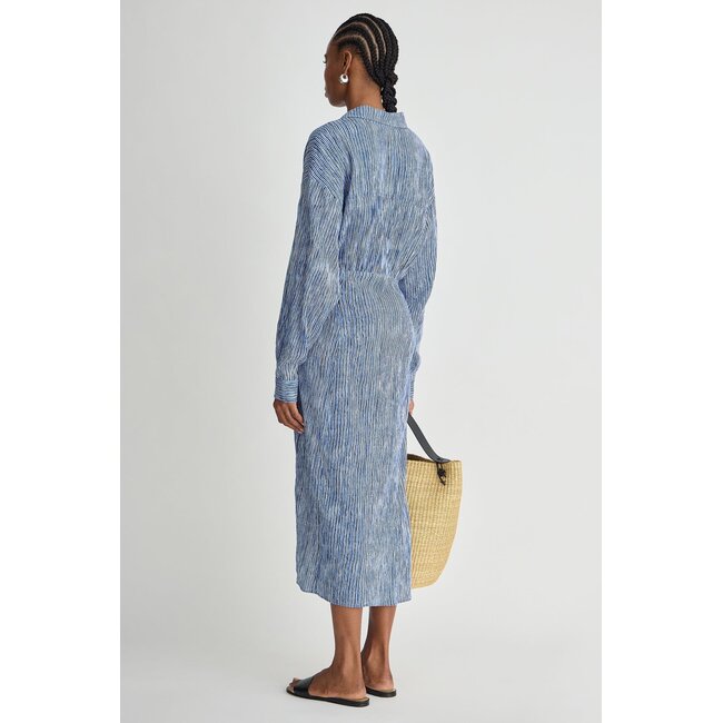 APIECE APART AIRY ALEXIA WRAP DRESS IN PAINTED MARSEILLE STRIPE
