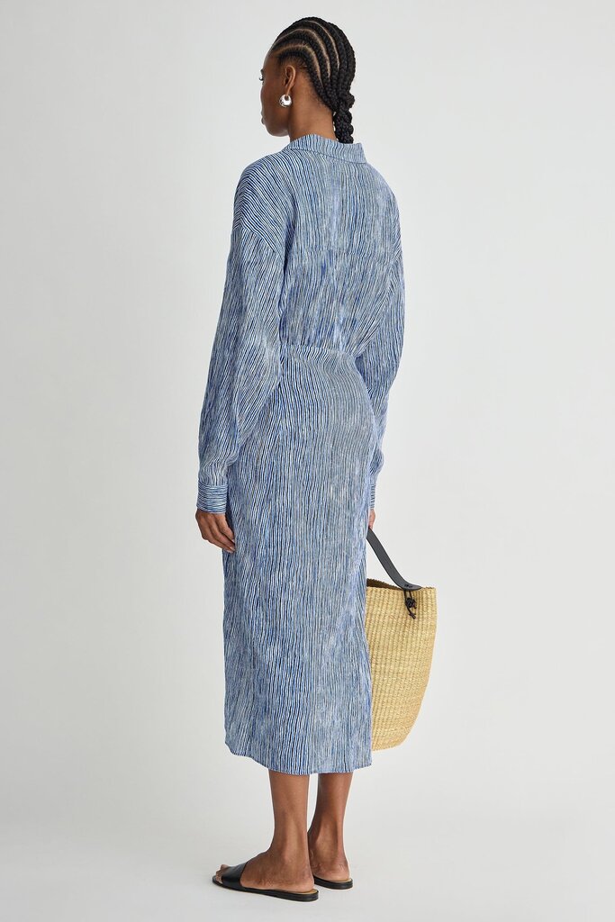 APIECE APART AIRY ALEXIA WRAP DRESS IN PAINTED MARSEILLE STRIPE