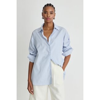 APIECE APART ISOLDE BUTTON DOWN IN BLUE/WHITE STRIPE