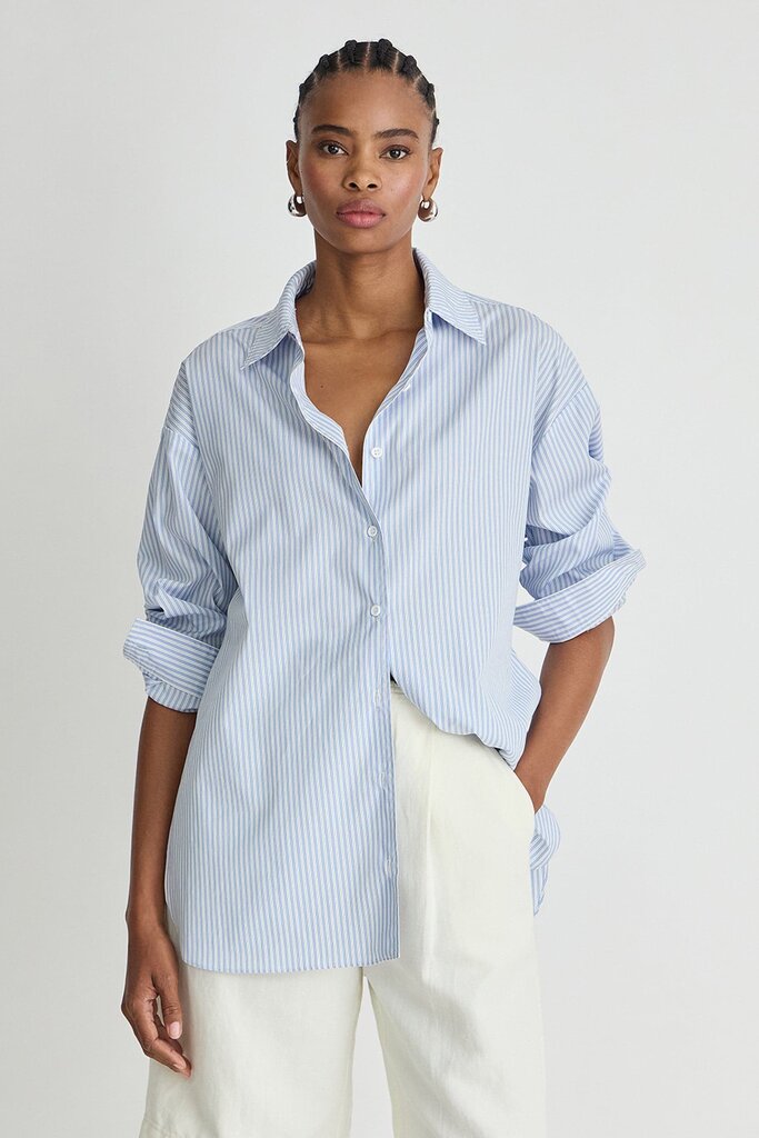 APIECE APART ISOLDE BUTTON DOWN IN BLUE/WHITE STRIPE