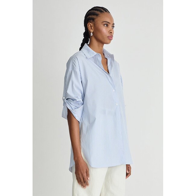 APIECE APART ISOLDE BUTTON DOWN IN BLUE/WHITE STRIPE
