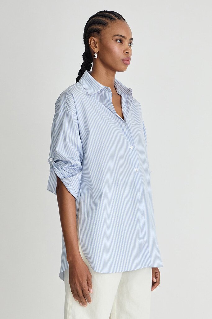 APIECE APART ISOLDE BUTTON DOWN IN BLUE/WHITE STRIPE