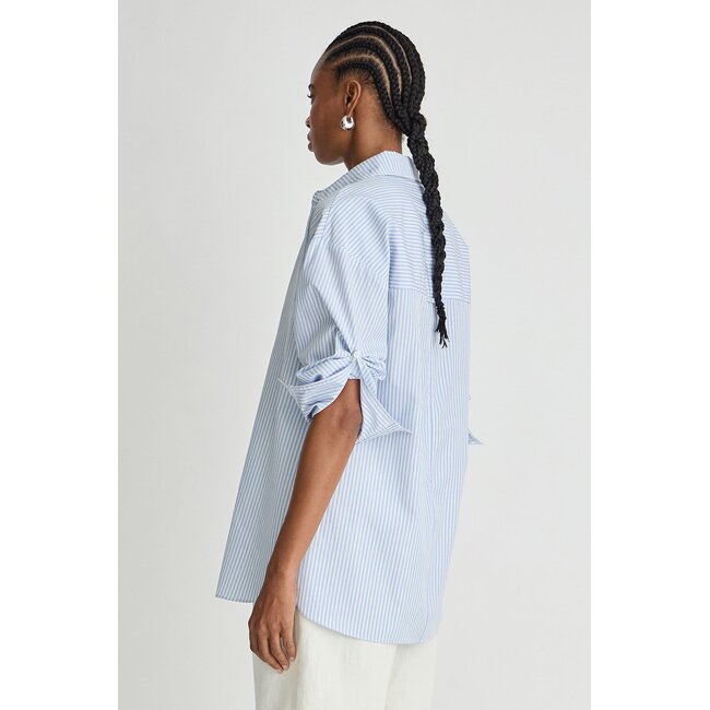 APIECE APART ISOLDE BUTTON DOWN IN BLUE/WHITE STRIPE