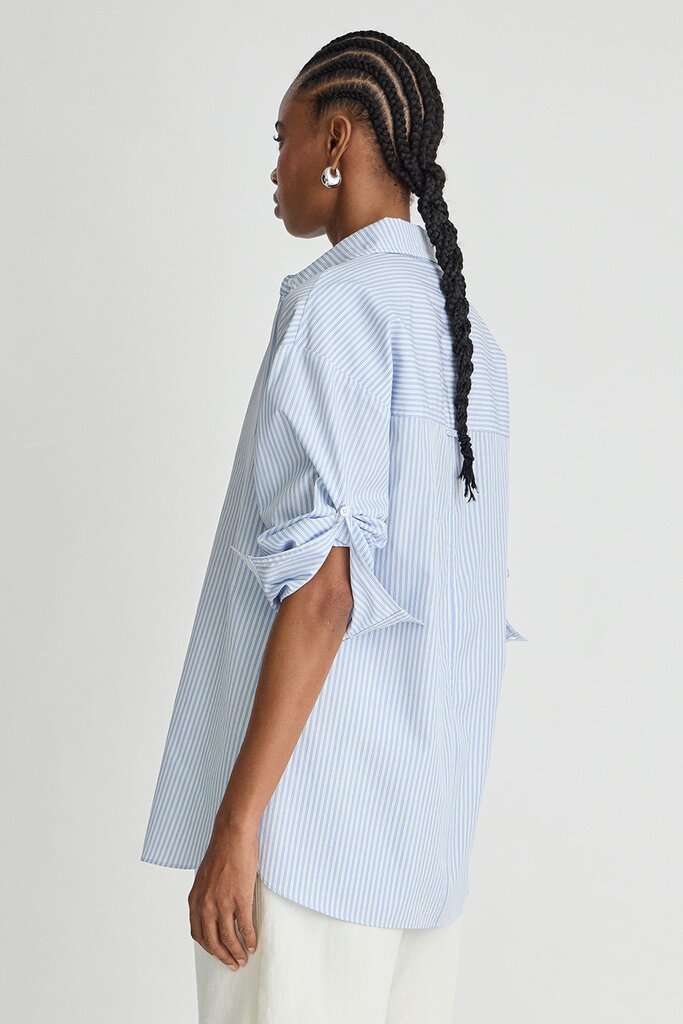 APIECE APART ISOLDE BUTTON DOWN IN BLUE/WHITE STRIPE