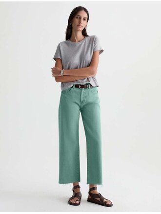 AG SAIGE WIDE LEG CROP IN SULFUR WASHED JADE