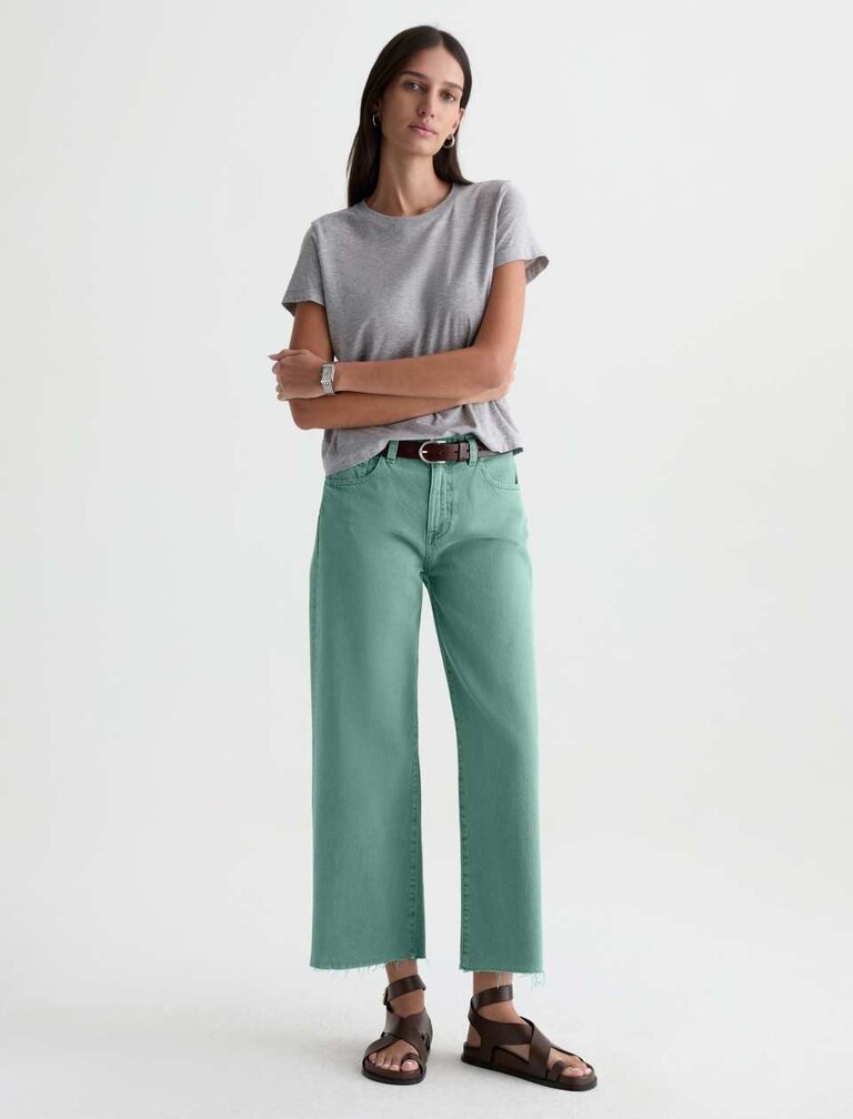 AG SAIGE WIDE LEG CROP IN SULFUR WASHED JADE