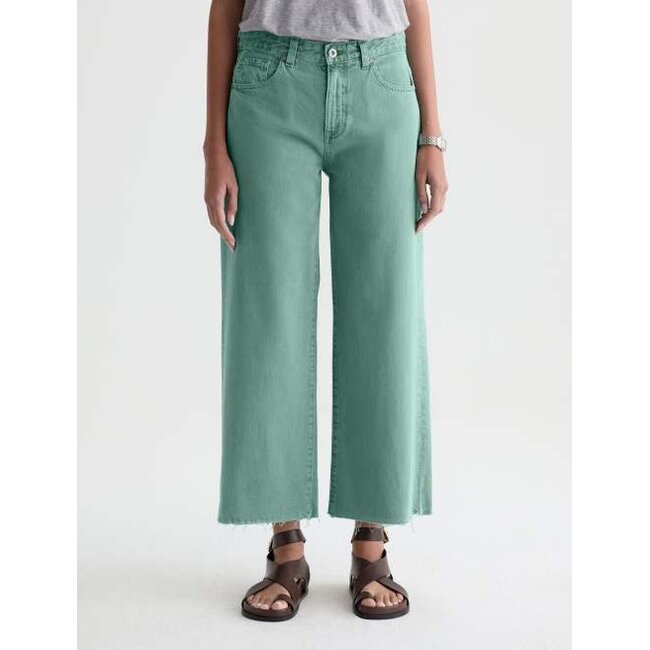 AG SAIGE WIDE LEG CROP IN SULFUR WASHED JADE