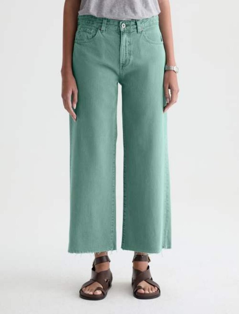 AG SAIGE WIDE LEG CROP IN SULFUR WASHED JADE