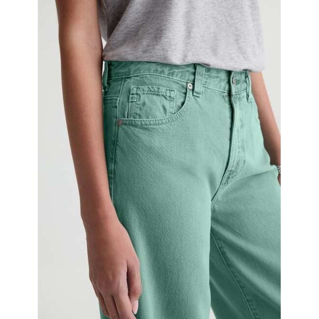 AG SAIGE WIDE LEG CROP IN SULFUR WASHED JADE