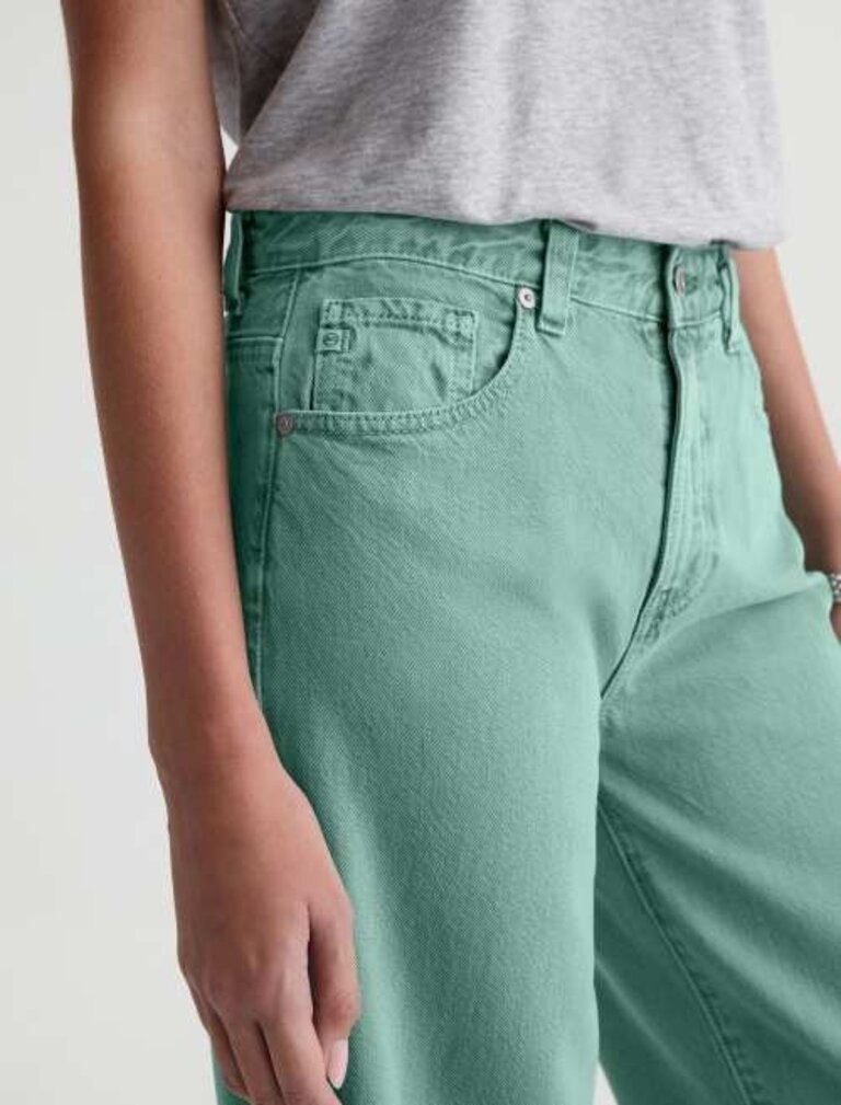 AG SAIGE WIDE LEG CROP IN SULFUR WASHED JADE