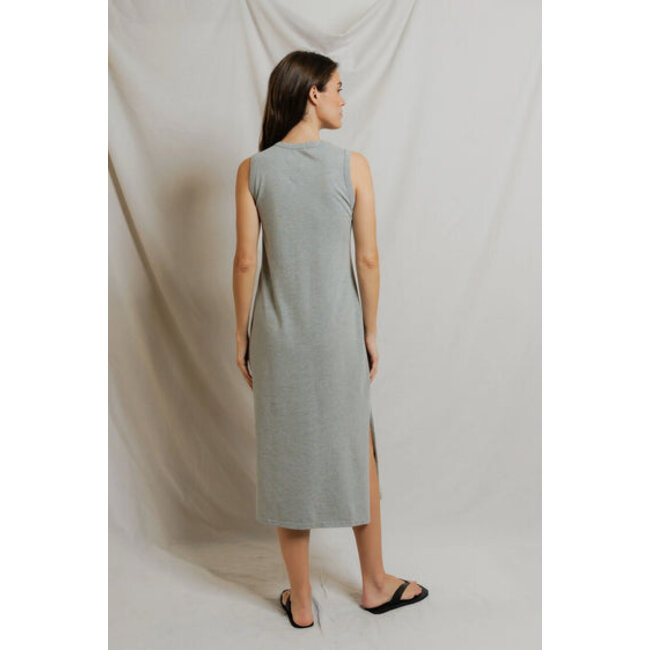 PERFECT WHITE TEE LANELL SUPIMA COTTON S/L DRESS IN HEATHER GREY