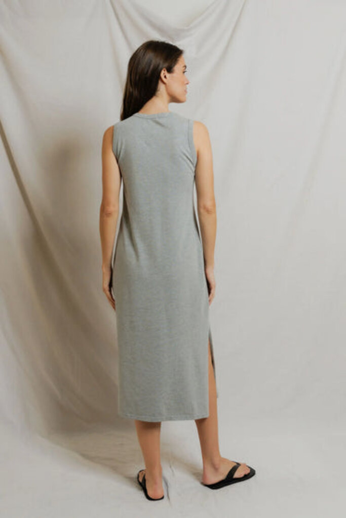 PERFECT WHITE TEE LANELL SUPIMA COTTON S/L DRESS IN HEATHER GREY