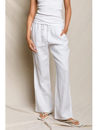 PERFECT WHITE TEE LORANA LINEN DRAWSTRING PANT IN WHITE