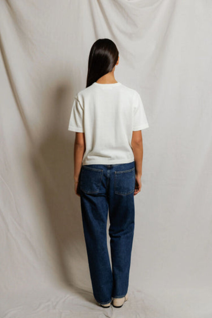 PERFECT WHITE TEE MAUDE COTTON SHORT SLEEVE CARDIGAN IN WHITE