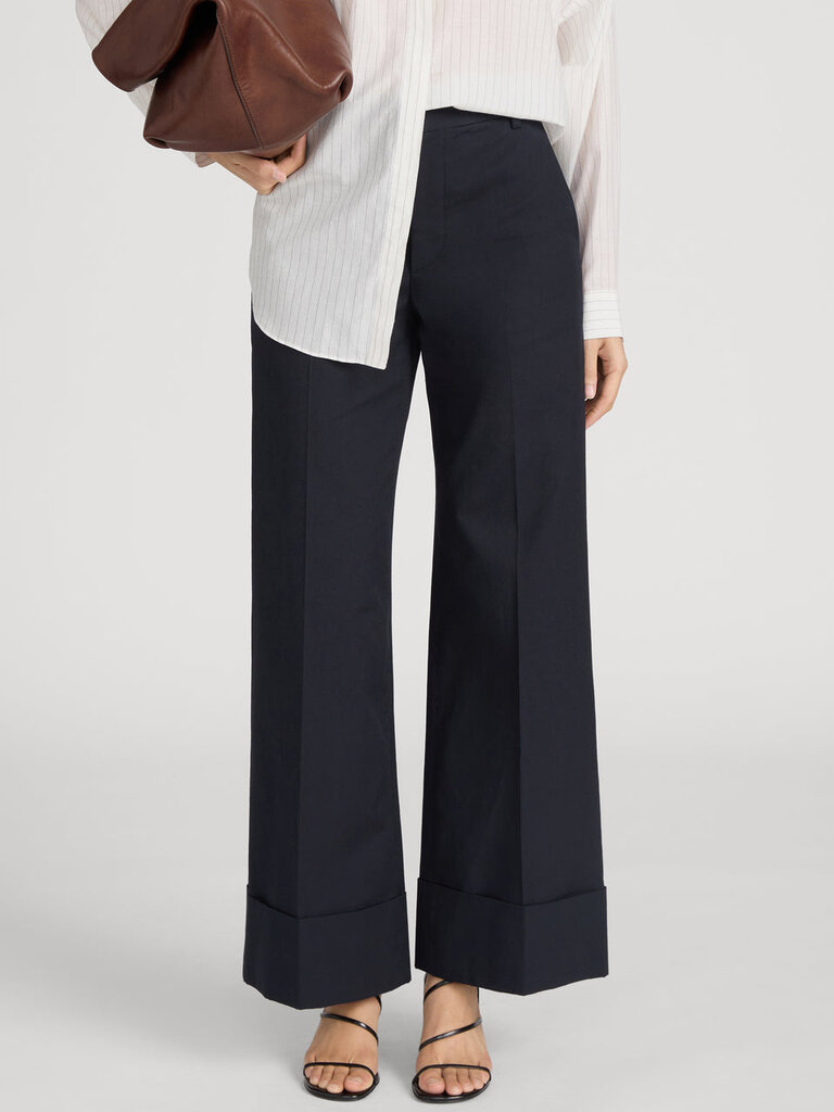 LE SLIM PALAZZO TROUSER CUFFED IN NAVY