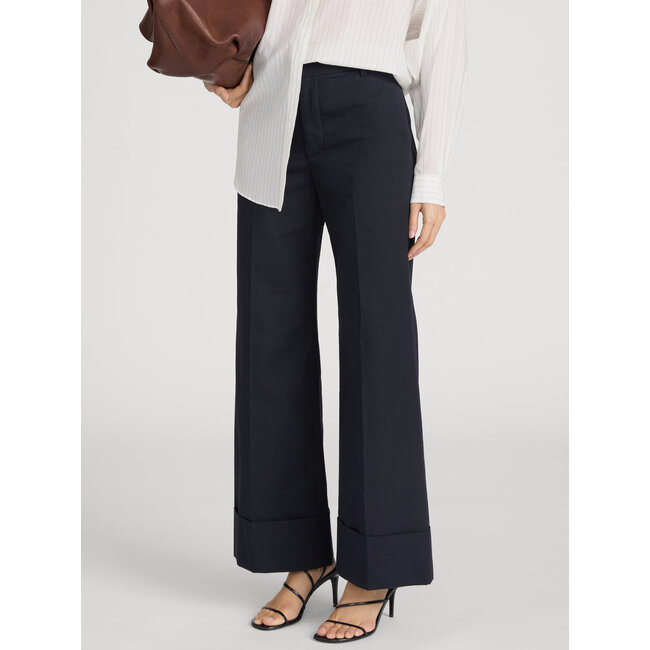 LE SLIM PALAZZO TROUSER CUFFED IN NAVY
