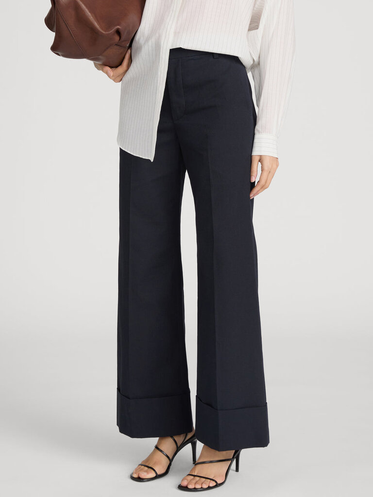 LE SLIM PALAZZO TROUSER CUFFED IN NAVY