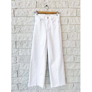 LE SLIM PALAZZO CROP IN RAW WHITE FRAY