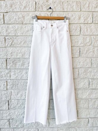 LE SLIM PALAZZO CROP IN RAW WHITE FRAY