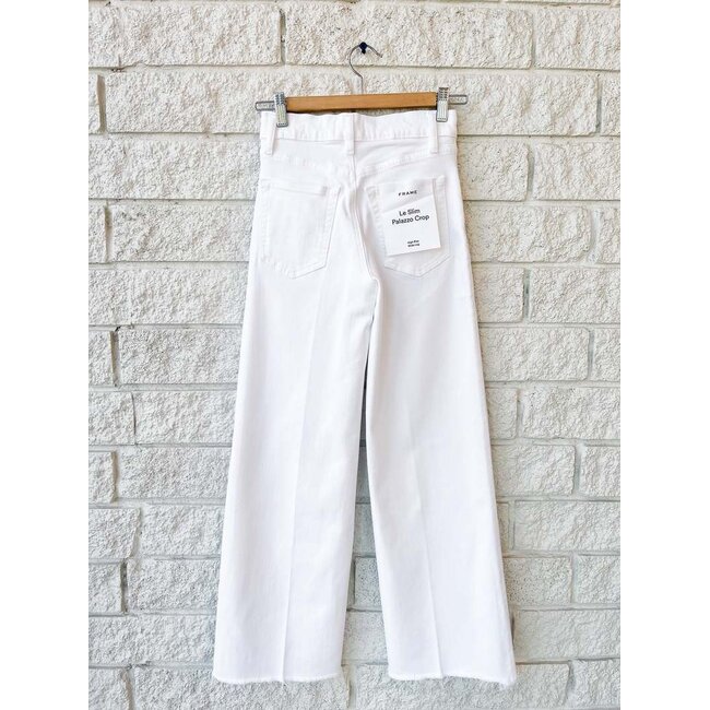 LE SLIM PALAZZO CROP IN RAW WHITE FRAY