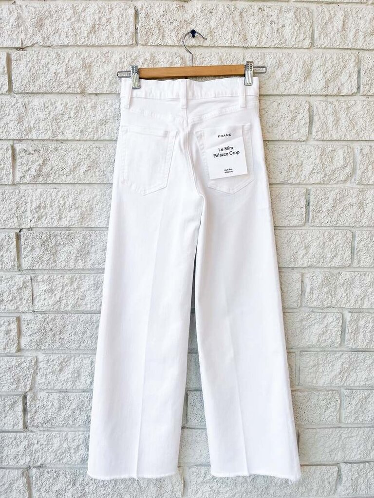 LE SLIM PALAZZO CROP IN RAW WHITE FRAY