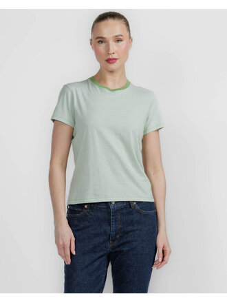 STRIPE BABY TEE IN JADE GREEN MULTI