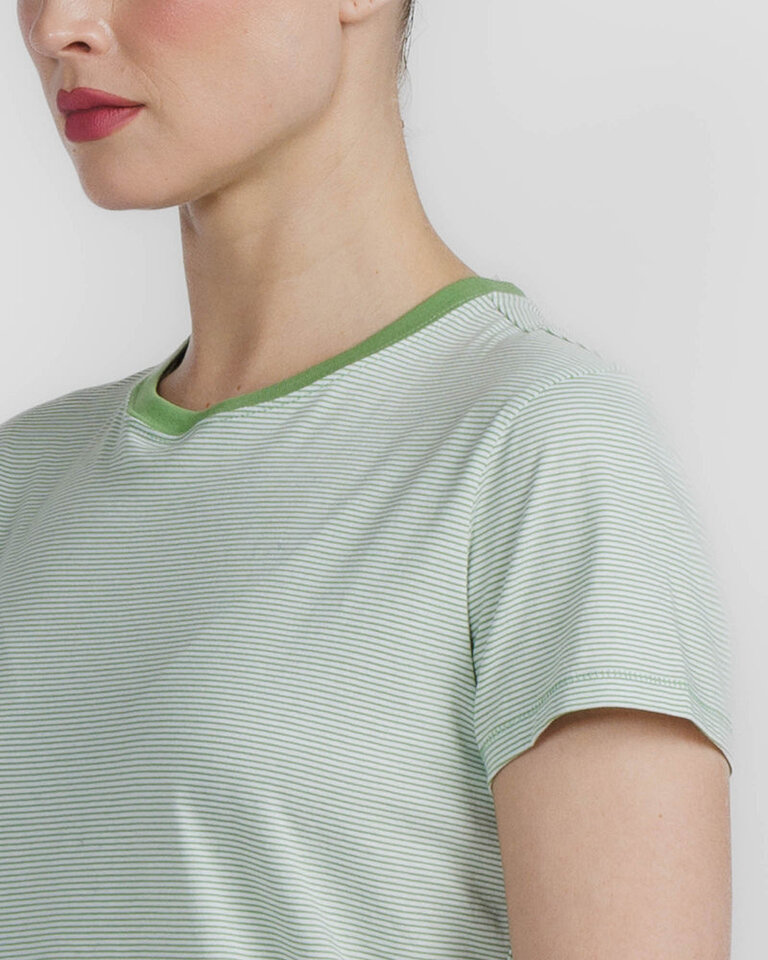 STRIPE BABY TEE IN JADE GREEN MULTI
