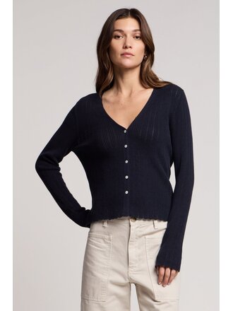 VELVET OTTILIE07 L/S V-NECK CARDIGAN IN NAVY