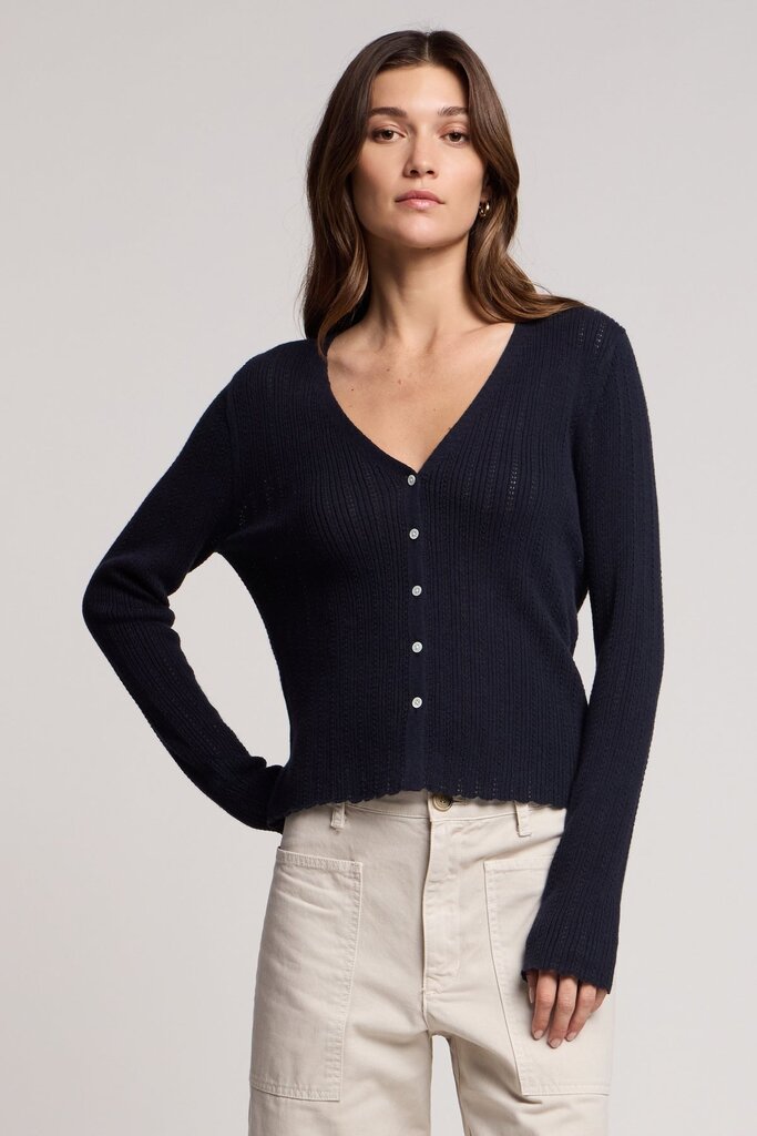 VELVET OTTILIE07 L/S V-NECK CARDIGAN IN NAVY