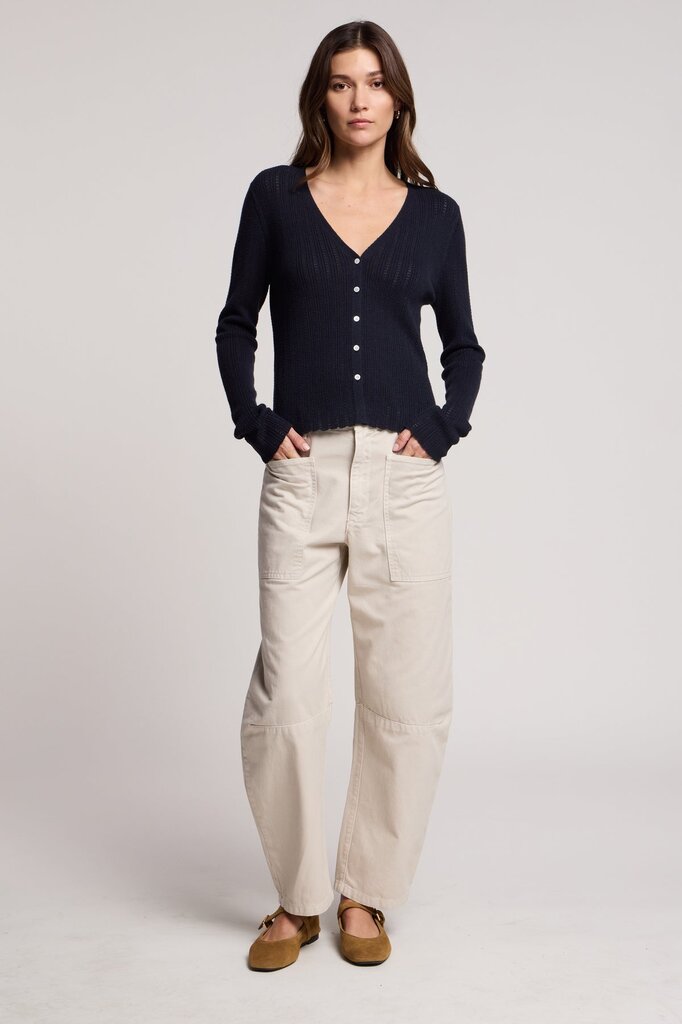 VELVET OTTILIE07 L/S V-NECK CARDIGAN IN NAVY