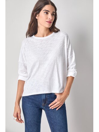 LILLA P EASY LONG SLEEVE BEACH TEE IN WHITE