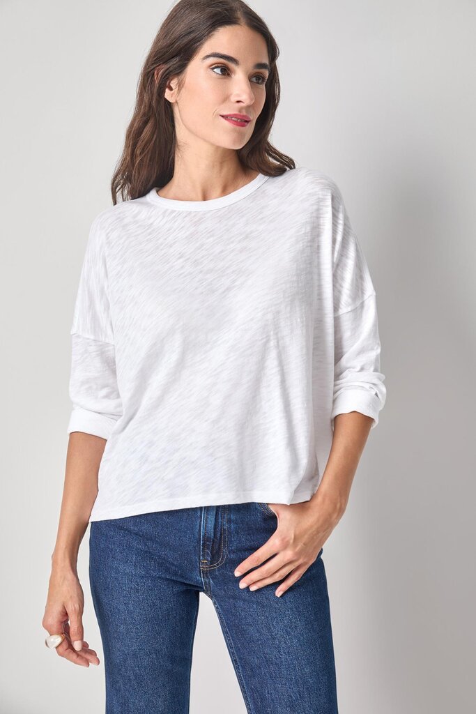 LILLA P  EASY LONG SLEEVE BEACH TEE IN WHITE