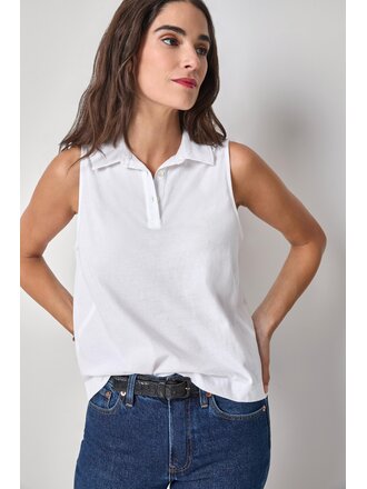 LILLA P ORGANIC SLEEVELESS TOP IN WHITE
